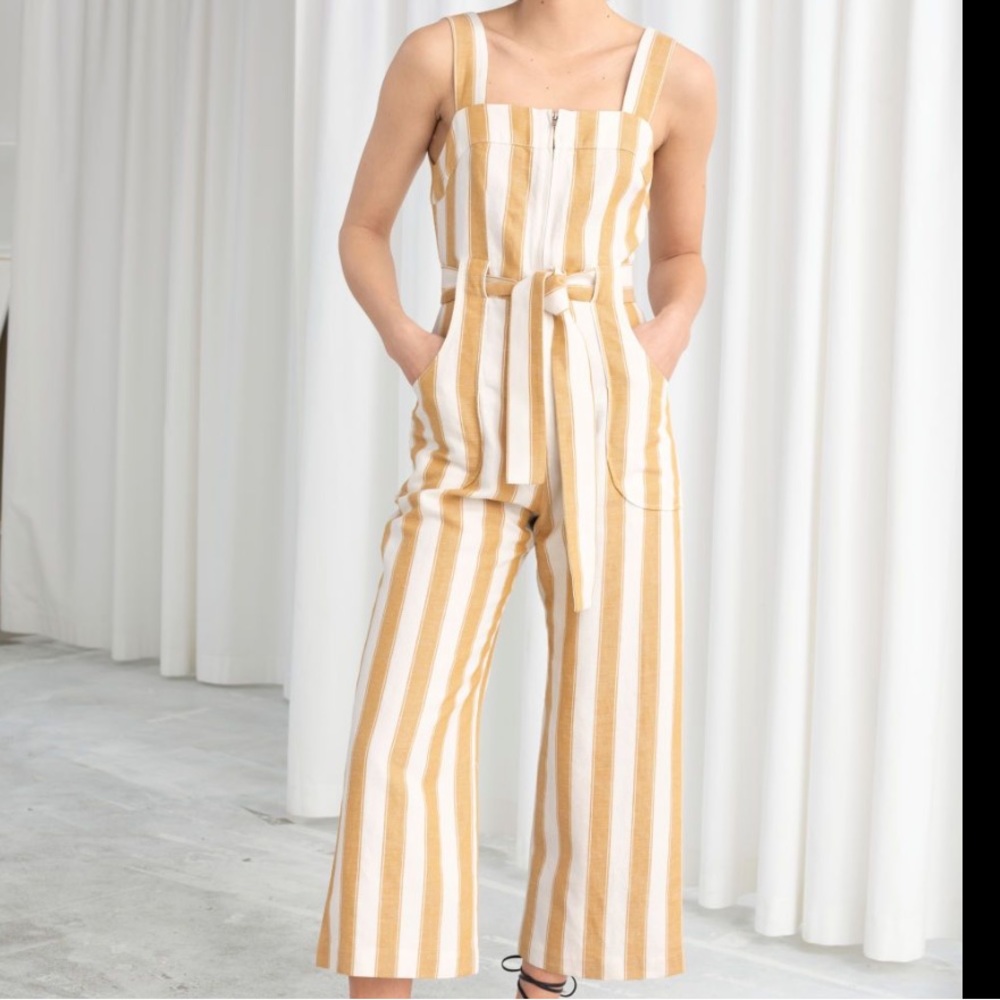 Cropped Tie Waist Jumpsuit